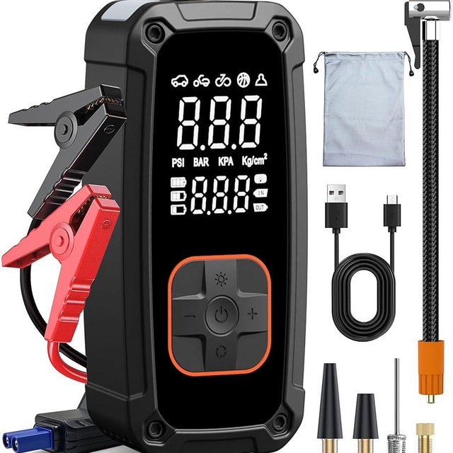 Tire Inflator Portable Air Compressor - 150PSI Electric Air Pump for Car Tires,Air Compressor Portable with Tire Pressure Gauge for Motorcycle,Bike, Car, Ball (Dual Type) (Orange)