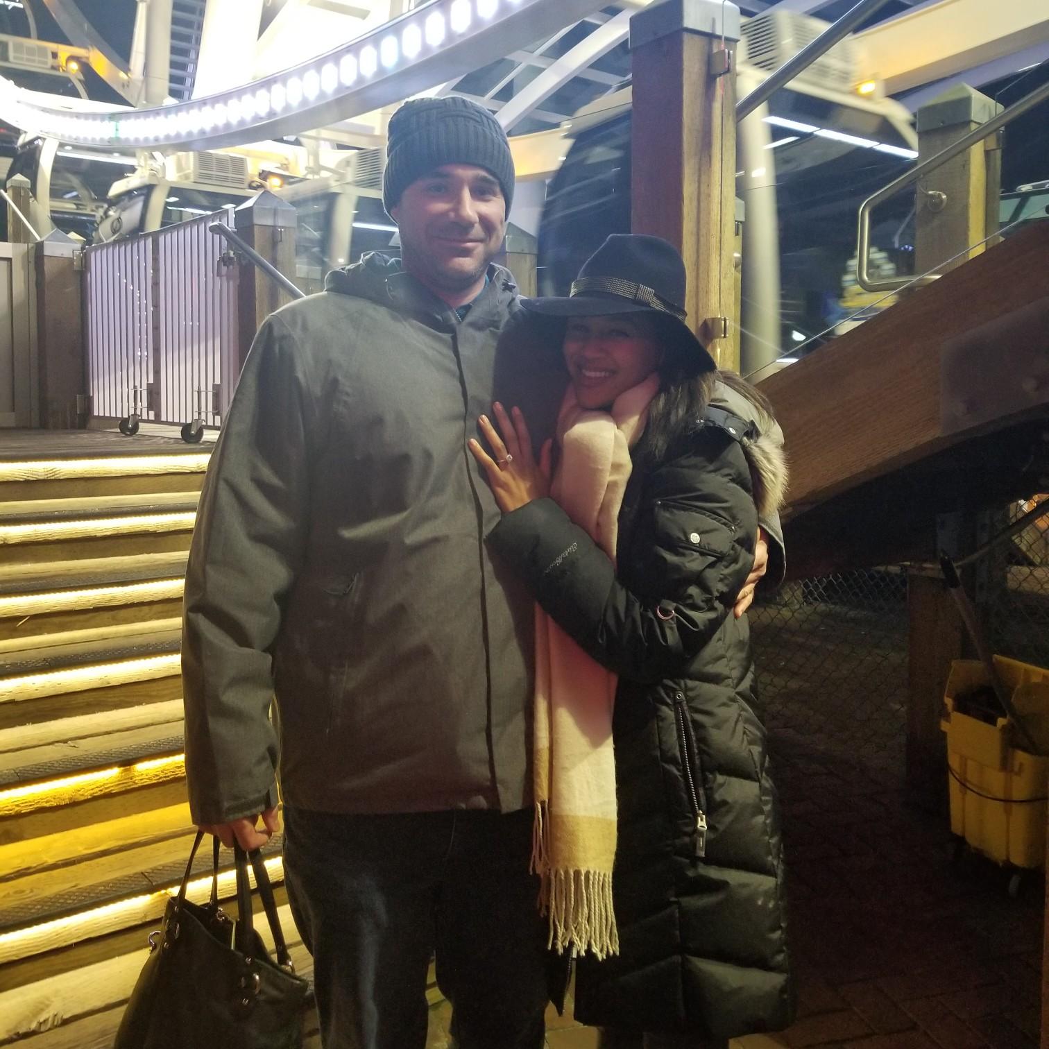 "Can you take a picture! We just got engaged!"