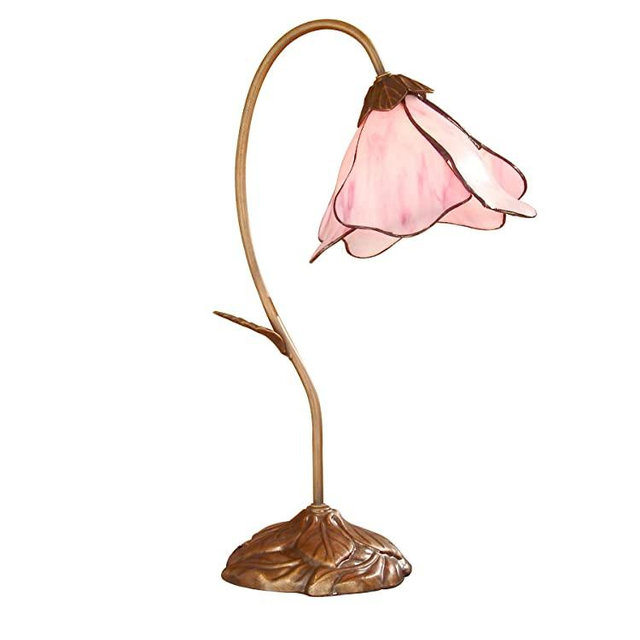 Dale Tiffany TT101307 Poelking Table Lamp, 10" x 10" x 21", Chocolate Bronze/Art Glass Shade
