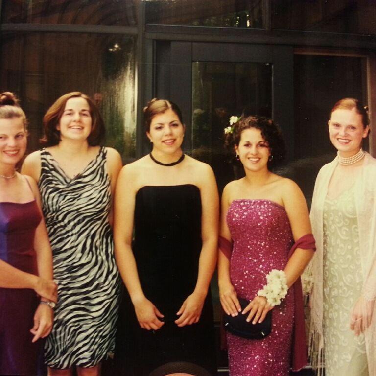 Spot the bride and two bridesmaids in this photo from our high school prom.