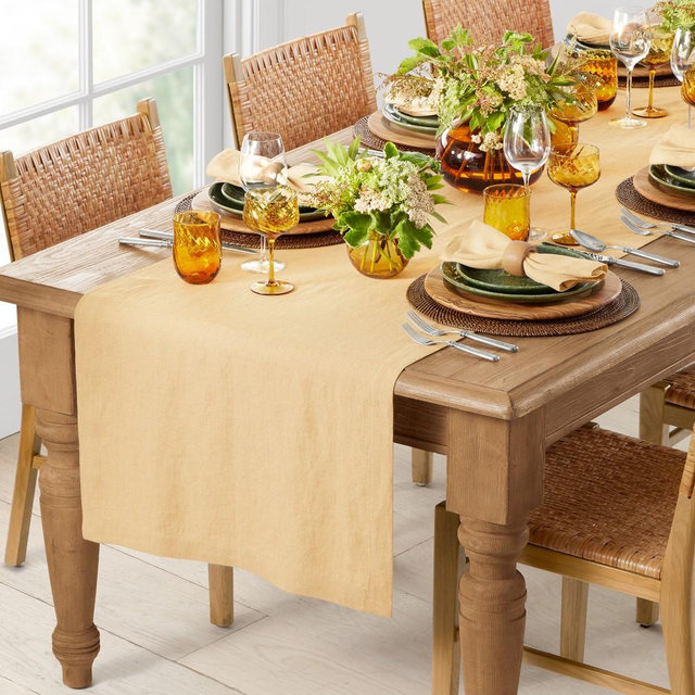 Signature Linen Table Runner 24"x108", Dark Yellow