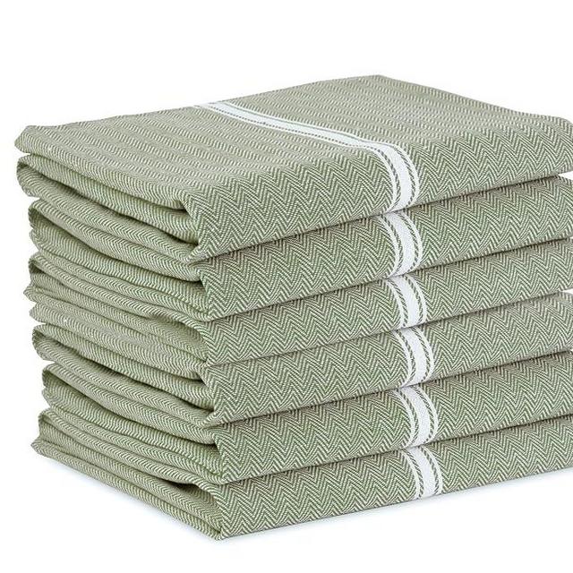 LANE LINEN Kitchen Towels Set - 100% Pure Cotton Dish Towels for Kitchen, Super Absorbent Kitchen Hand Towel, Tea Towels, Soft & Durable Dish Cloths, Pack of 6 – 14”x25”, Olive