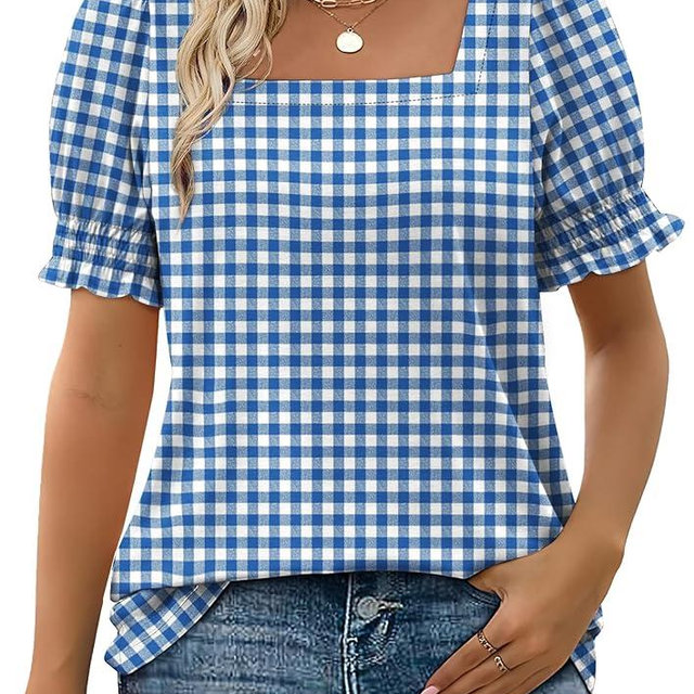 WIHOLL Tops for Women Summer Casual Ruffle Trim Sleeve Square Neck T Shirts