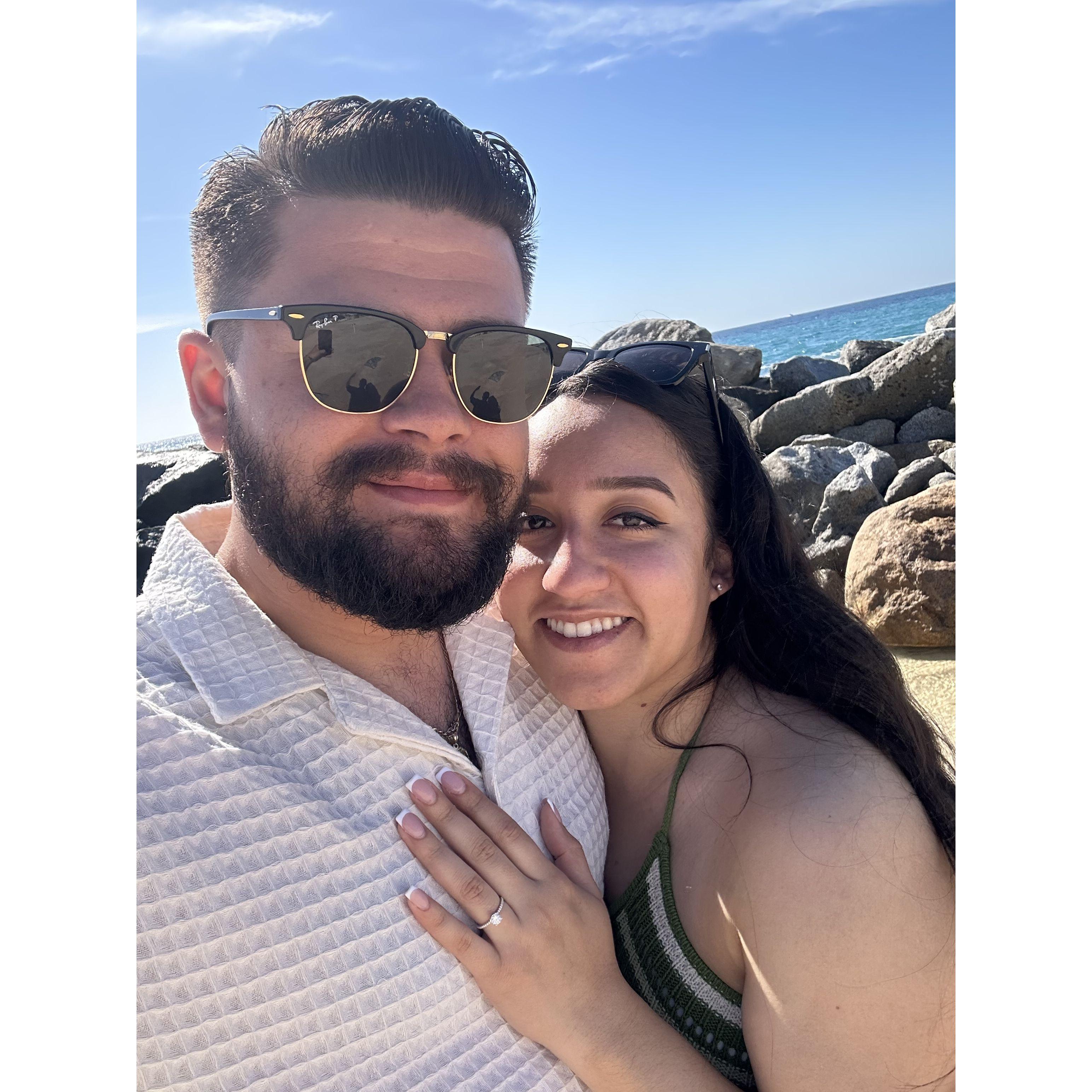 We took some photos to announce our engagement!