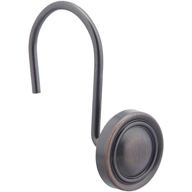 AmazonBasics Shower Curtain Hooks - Classic Button Hooks, Oil-Rubbed Bronze