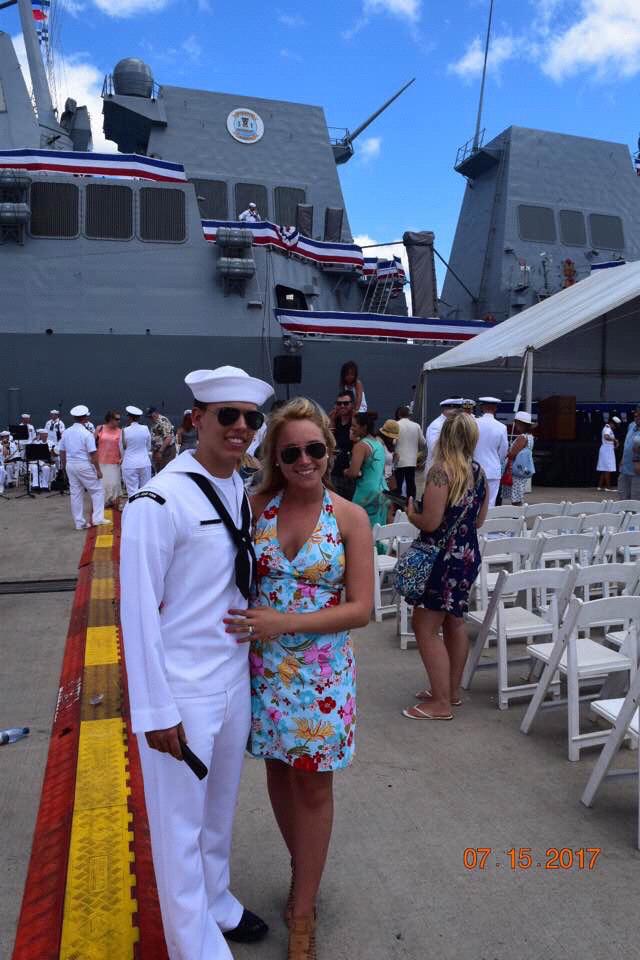 The commissioning ceremony of Caleb's first ship, the USS John Finn DDG 113.
