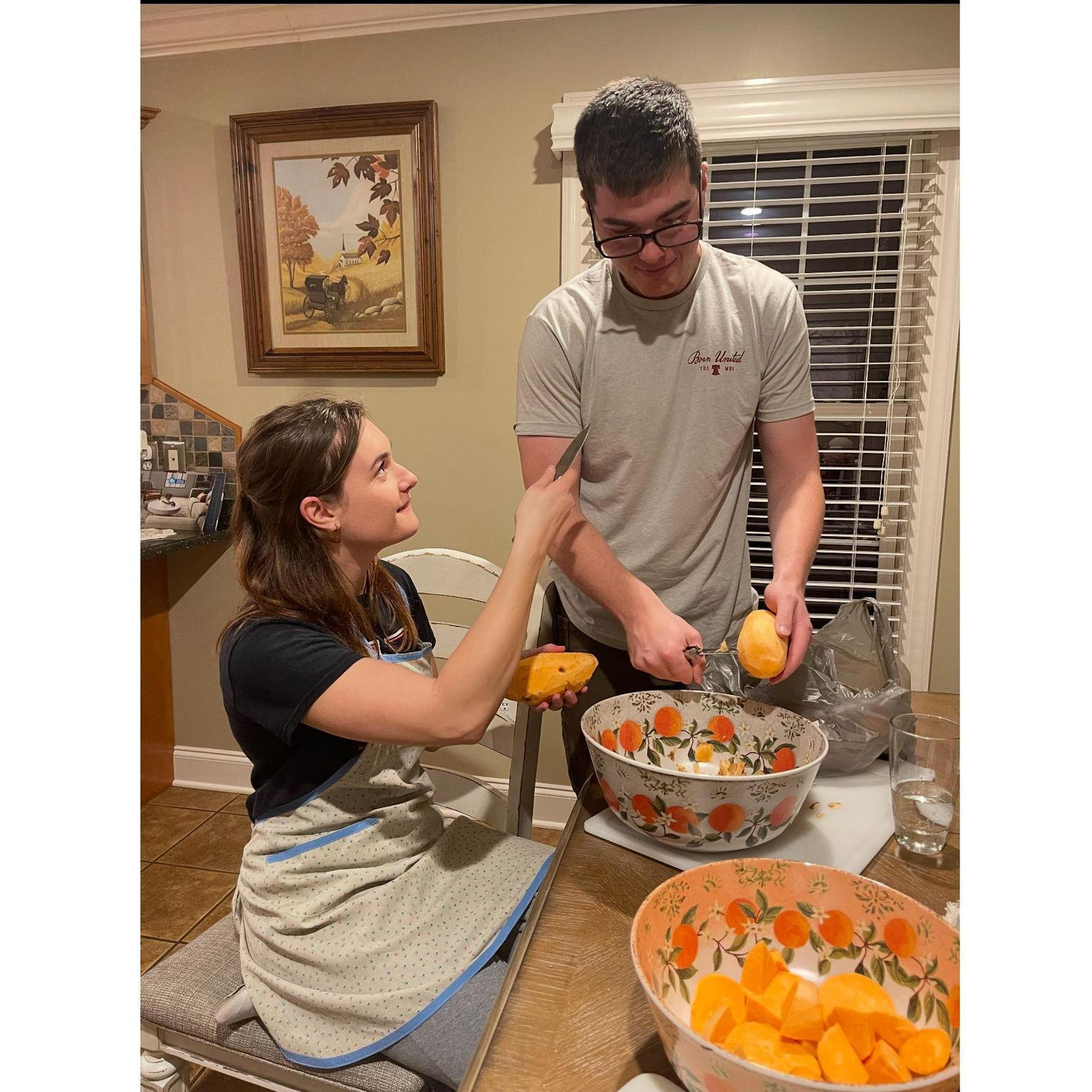 Thanksgiving in 2023 - Helping Sissy make sweet potatoes