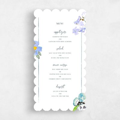 Blue Scalloped Wedding Menu - Castellina
