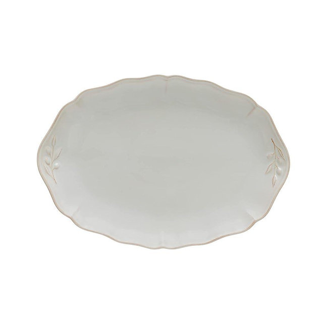 Costa Nova Ceramic Stoneware 13'' Oval Platter - Alentejo Collection, White | Microwave, Dishwasher, Oven & Freezer Safe Dinnerware | Food Safe Glazing | Restaurant Quality Serveware