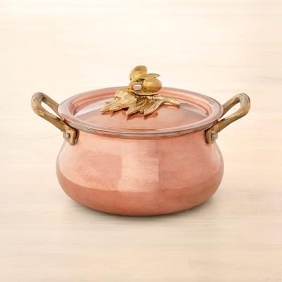 Ruffoni Historia Hammered Copper Stock Pot with Olive Knob, 3 1/2-Qt.