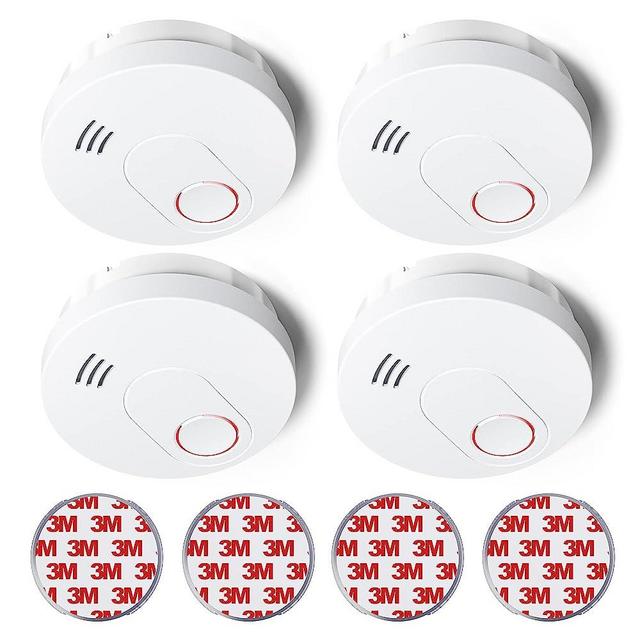 SITERLINK Smoke Detectors 10-Year Battery Operated, Photoelectric Sensor Smoke Alarm with Test-Silence Button, UL Listed Fire Alarms Smoke Detectors with LED Lights for Home, GS526A (4 Pack)