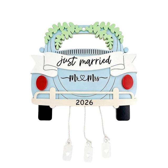 Just Married Car Ornament, Acrylic First Christmas Married Ornament 2026, Wedding Gifts for Couples Mr and Mrs Bridal Newlyweds