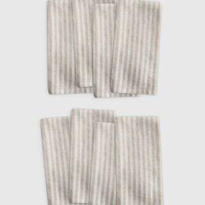 European Linen Stripe Napkins (Set of 8) in Natural/White Stripe
