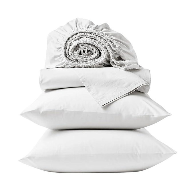 Coyuchi Refined Percale Luxury Sheet Set – King, 100% GOTS Certified Organic Cotton, Cooling Sheets, Breathable Sheets (Alpine White)