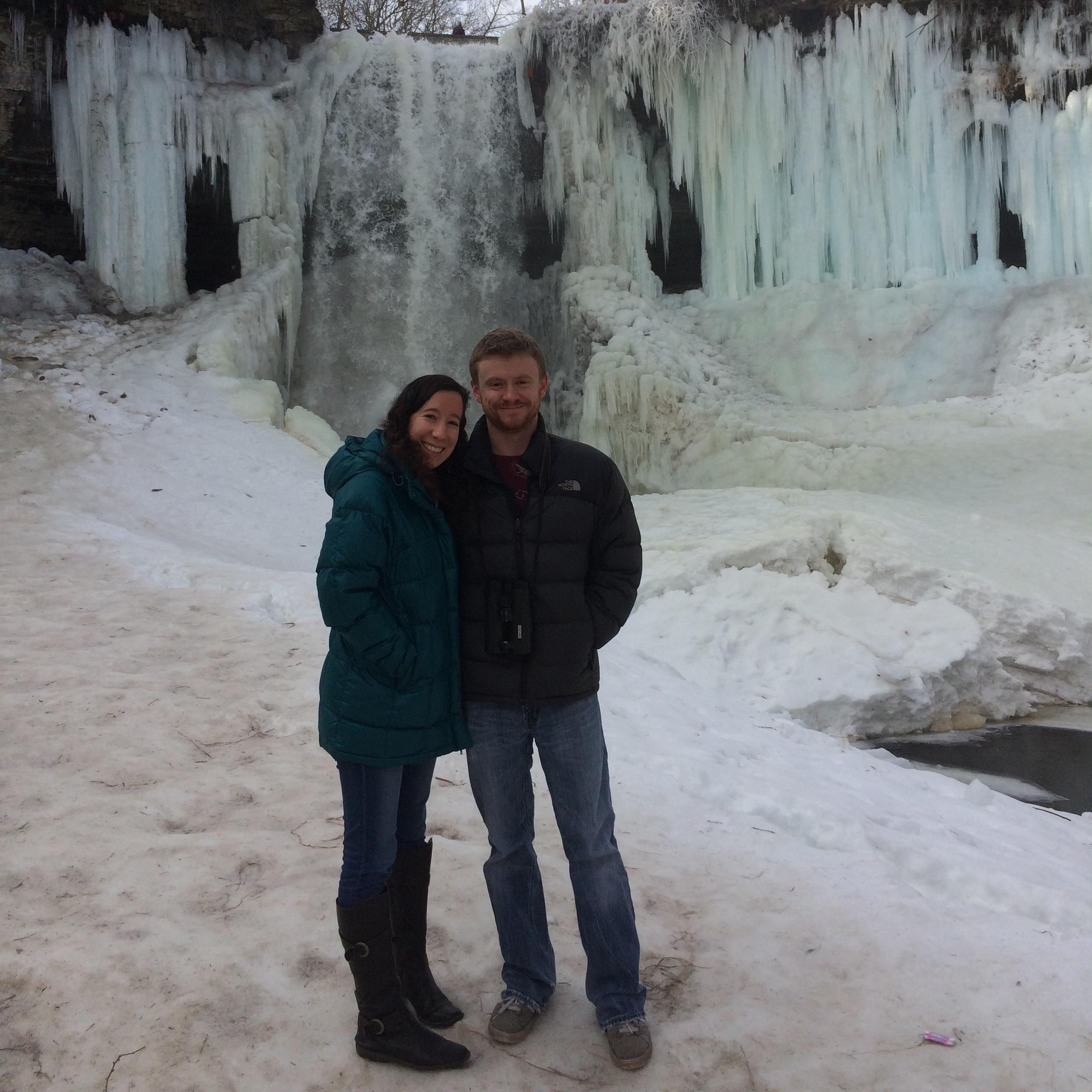 Frozen Minnehaha Falls at New Year's