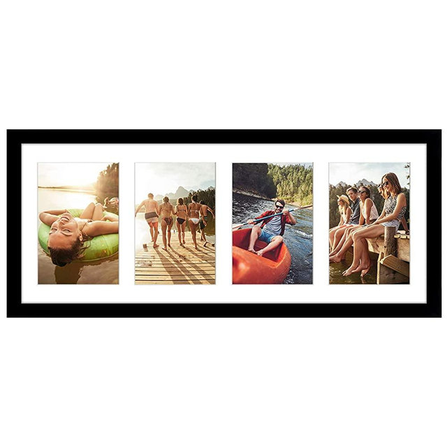 Americanflat Black Collage Picture Frame | Displays Four 4x6 inch Photos. Shatter-Resistant Glass. Hanging Hardware Included!