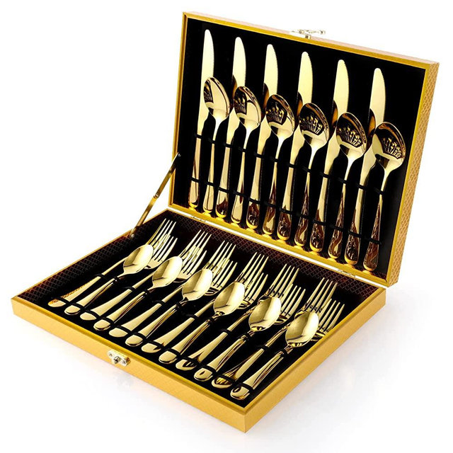 Gold Silverware Flatware Set, OGORI 30-Piece Forged Stainless Steel Flatware Set, Service for 6