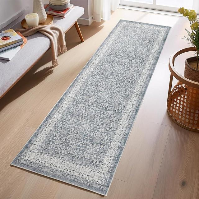 jinchan Runner Rug 2x6 Kitchen Rug Vintage Hallway Rug Washable Runner Rug Non Slip Floral Print Soft Rug Boho Rug Bathroom Laundry Room Bedroom Farmhouse Grey