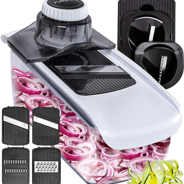 Fullstar Mandoline Slicer Spiralizer Vegetable Slicer - Cheese Slicer Food Slicer 6-in-1 Vegetable Spiralizer Potato Slicer Zoodle Maker BPA-Free