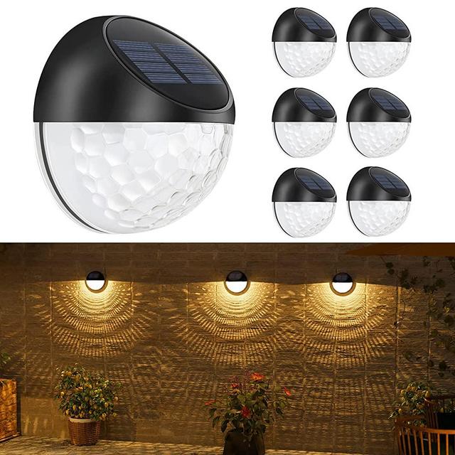 Solar Deck Lights, 6-Pack Outdoor Solar Powered Step Lights with IP65 Waterproof, LED Fence Lighting for Stairs, Wall, Front Door, Yard, Garage, Garden, Post (Warm White)