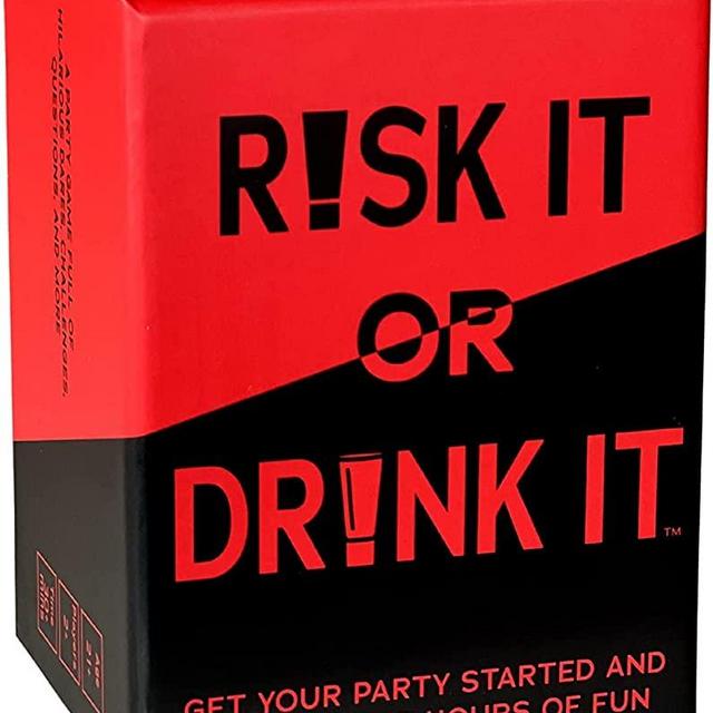 RISK IT OR DRINK IT - Fun Party Game for College, Pregame, Game Night - Hilarious Dares, Challenges & Questions - Adults Games - Adult Card Game for Parties