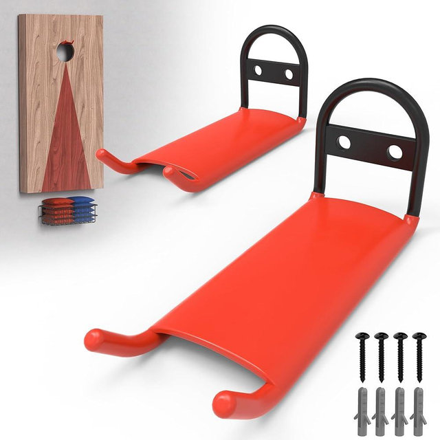 SANGIFT 2 Pcs Cornhole Board Hanger Wall Mount, Heavy Duty Cornhole Board Storage Hooks & Wall Holder - Cornhole Accessories & Cornhole Game Board Rack