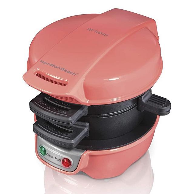 Hamilton Beach Breakfast Sandwich Maker, Single, Coral