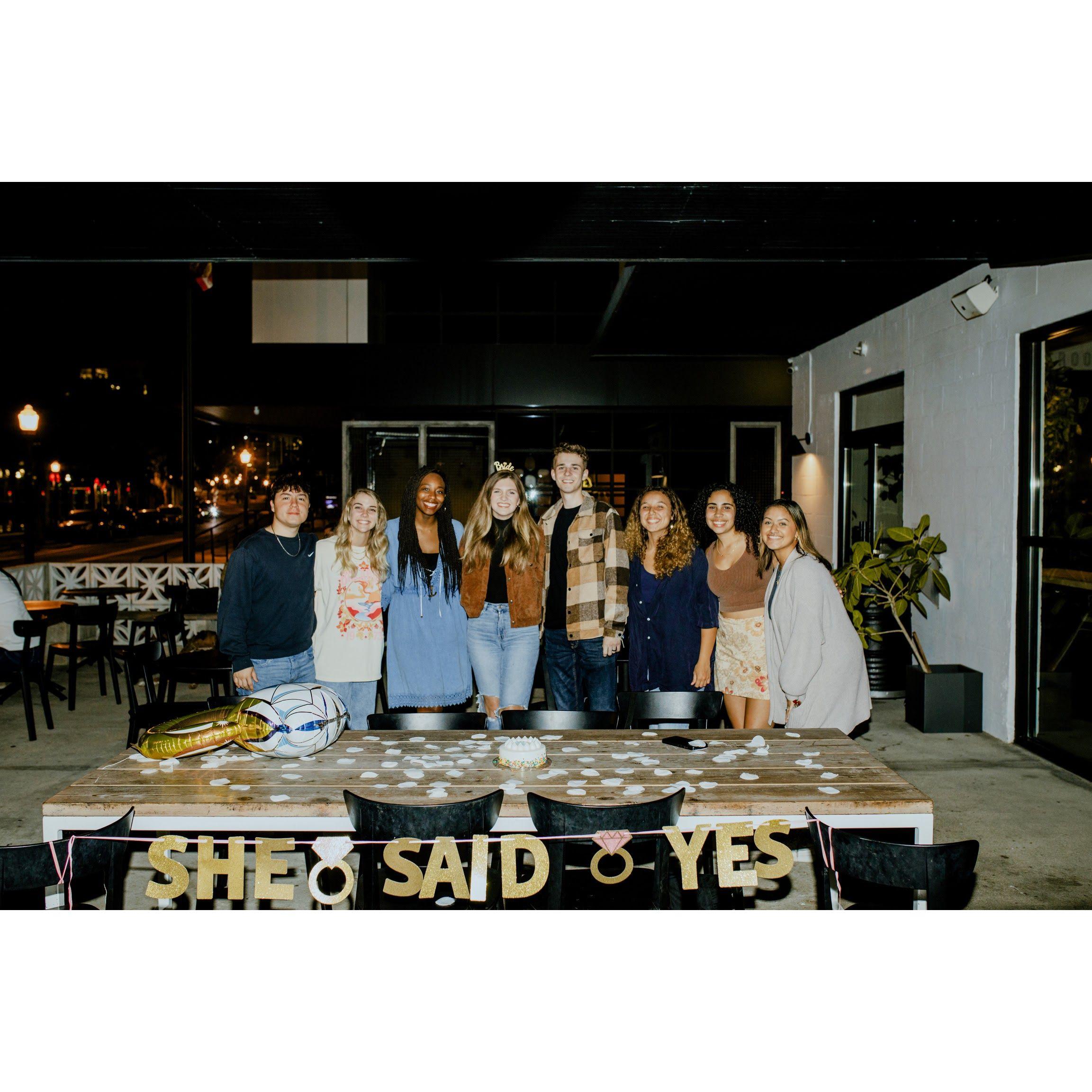 Celebrating our engagement with some friends!