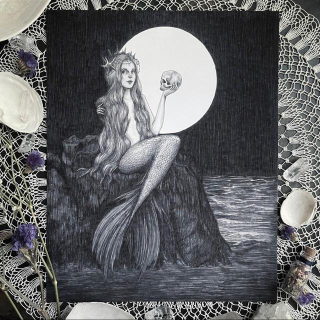 Ondine - Fine Art Print - Mermaid - Siren - Water Nymph - Mythology - Dark Art - Gothic Illustration