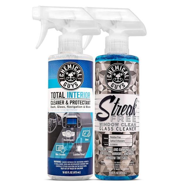 Chemical Guys Total Interior Cleaner and Protectant + Streak Free Glass & Window Cleaner, (Ammonia Free & Safe on Tinted Windows, Safe for Cars, Trucks, SUVs, Jeeps, RVs & More, (2-16 fl oz)