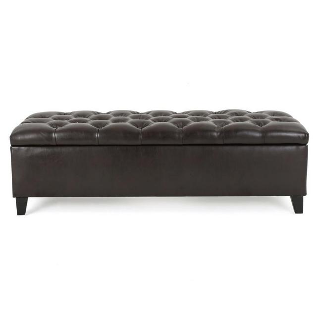 Ottilie Brown Leather Storage Bench