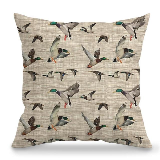 BILLAION Vintage Mallard Duck Pillow Covers 18x18, Mallard Duck Nursery Decor, Rustic Farmhouse Flying Ducks Decorative Throw Pillow Covers Cases for Toddler Boys Kids Room Bedroom Nursery