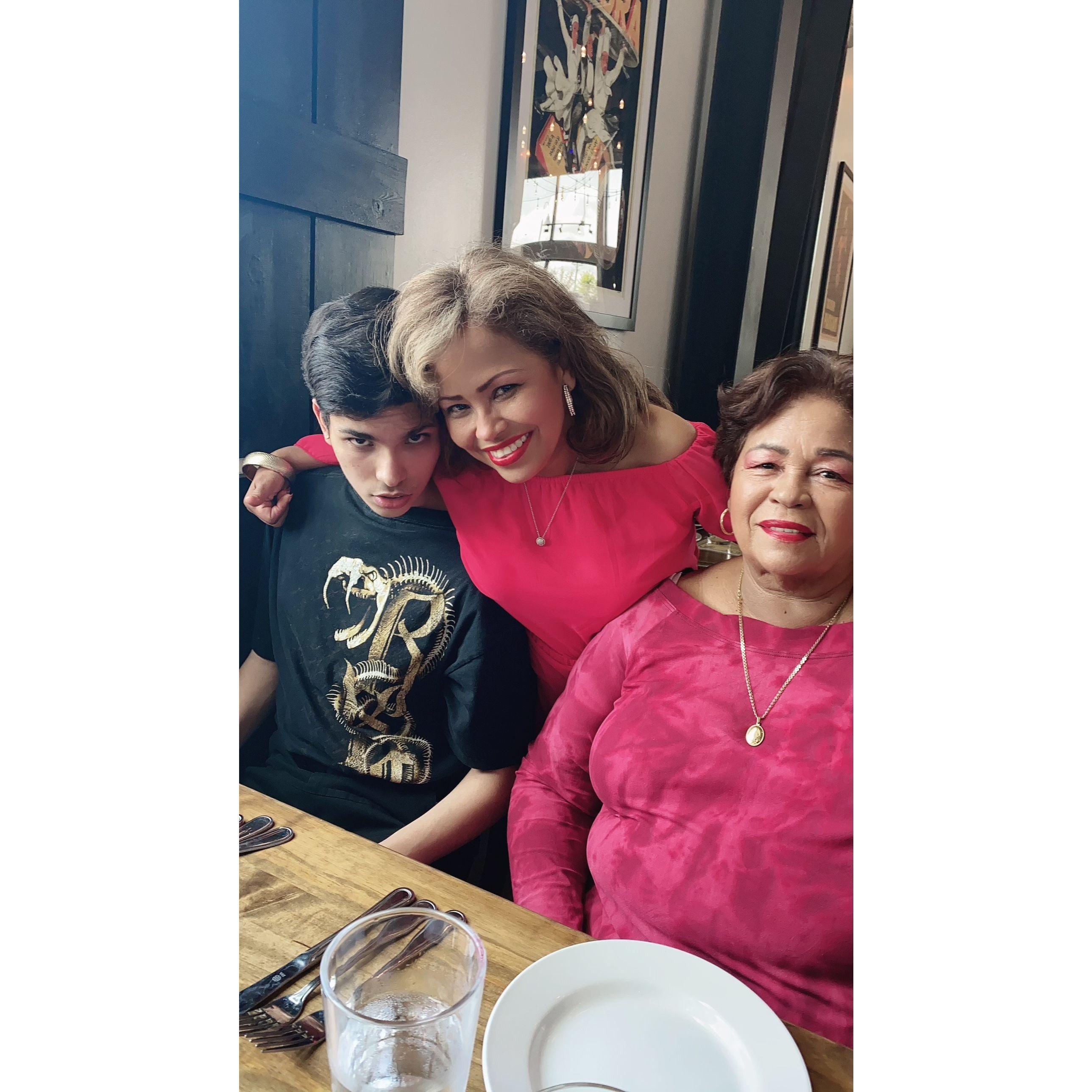 Dinner out with family.