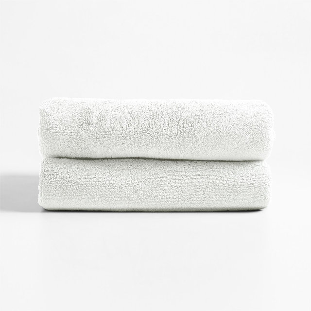 Classic Organic Turkish Cotton White Hand Towels, Set of 2