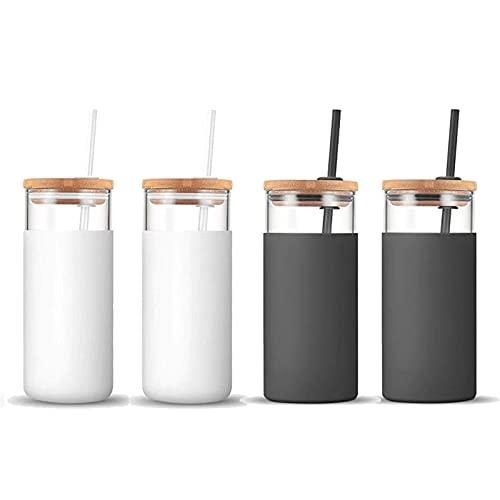 Tronco 20oz Glass Tumbler Straw Silicone Protective Sleeve Bamboo Lid - BPA Free