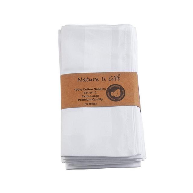 Kitchen Cloth Napkins 12 Pack 18 X 18 Inches Dinner Napkins Soft and Comfortable Reusable Napkins - Durable Linen Napkins - Perfect Table Napkins for Family Dinners, Weddings White Napkins