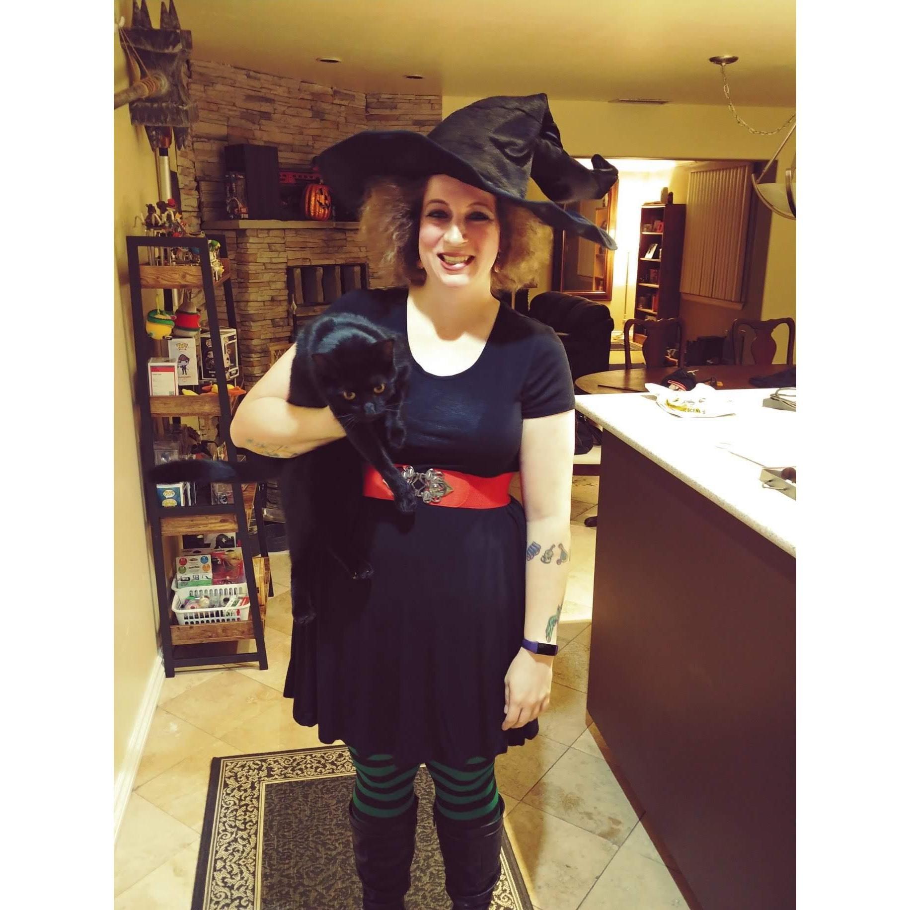 For Halloween, Sariah dressed as a witch and Hollow dressed as her familiar