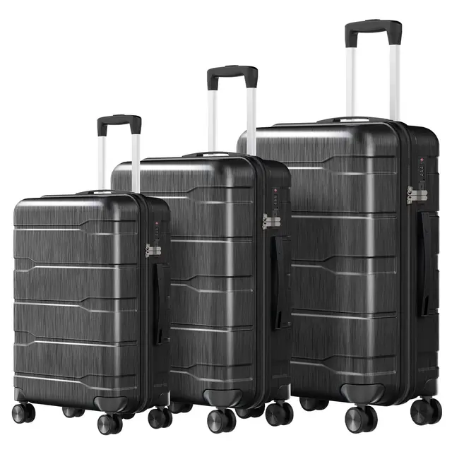 SKONYON 3pc Hardside Checked Spinner Luggage Set