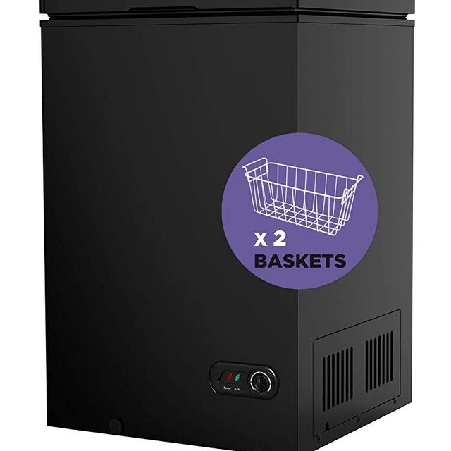 Northair 3.5 Cu Ft Chest Freezer - 2 Removable Baskets - Quiet Compact Freezer - 7 Temperature Settings - Black