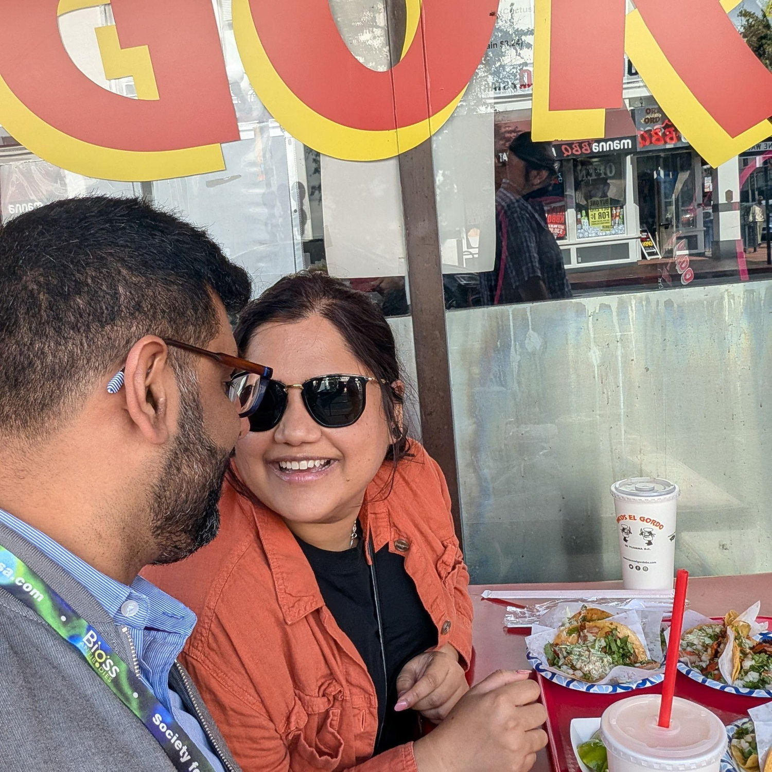 Enjoying Tacos El Gordo!