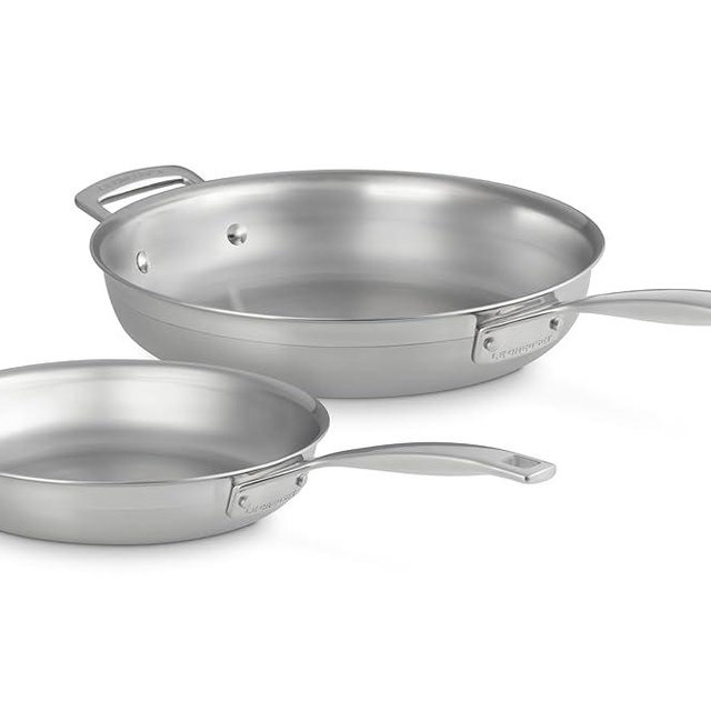 Le Creuset Stainless Steel Classic 3-Ply Set of 2 Fry Pan Set, 9.5" and 11"