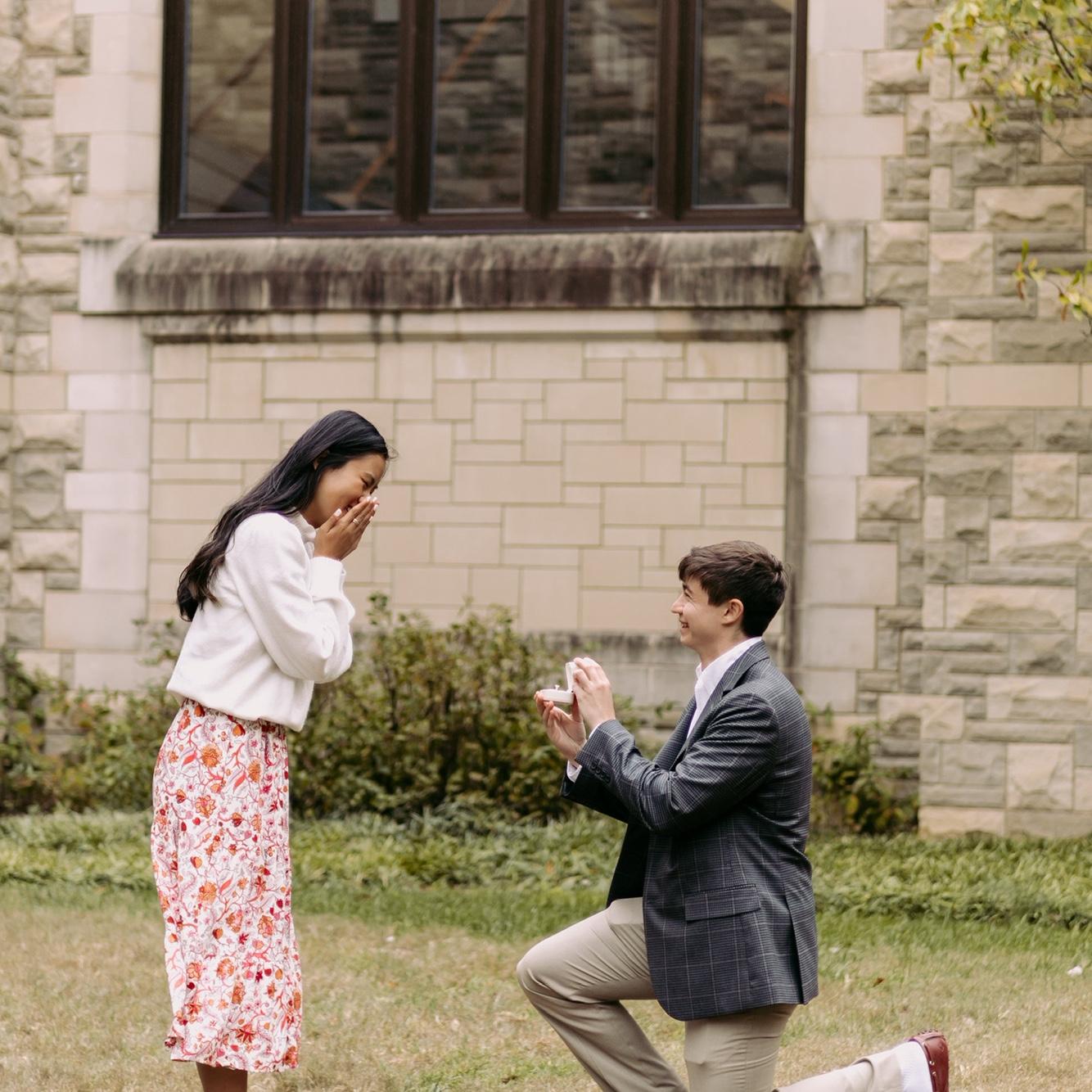 Winter: Jacob proposed on December 8th, just a little over one month shy of celebrating 3 years together. We both were so excited and shed a few happy tears.