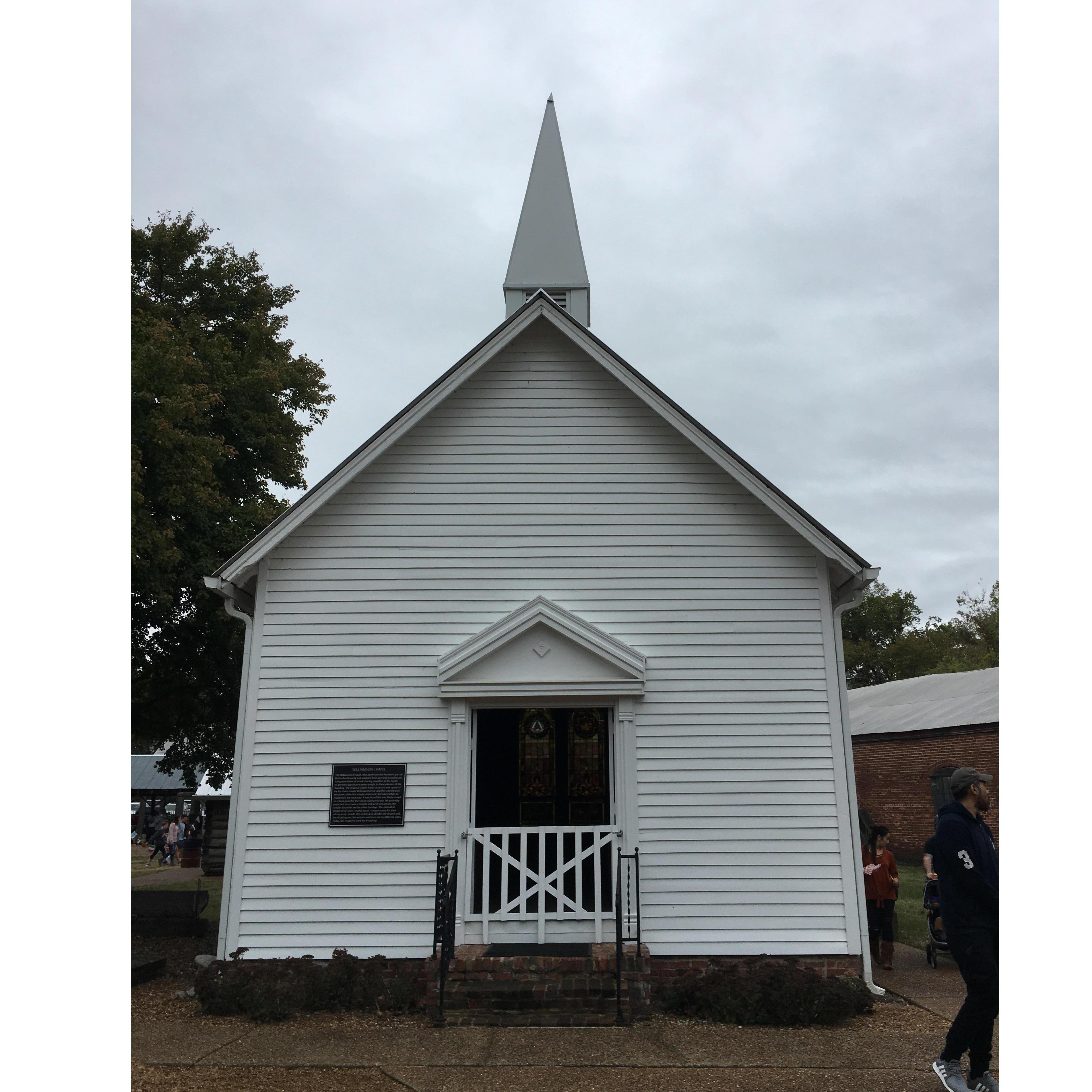 The chapel at Cannonsburgh Village.