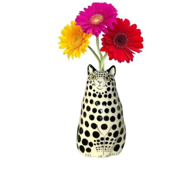 Adorable Polka Dot Cat Flower Vase Bud - A Unique Handmade Piece Perfect for Cat Lovers - Functional and Whimsical Decor for Home and Office