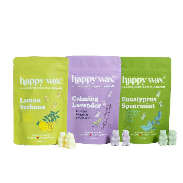 Happy Wax Clean Mix Collection Scented Natural Soy Wax Melts – 6 Total Oz. of Scented Wax Melts, Collection Includes 2oz Eucalyptus Spearmint, 2oz Lemon Verbena, and 2 oz Calming Lavender