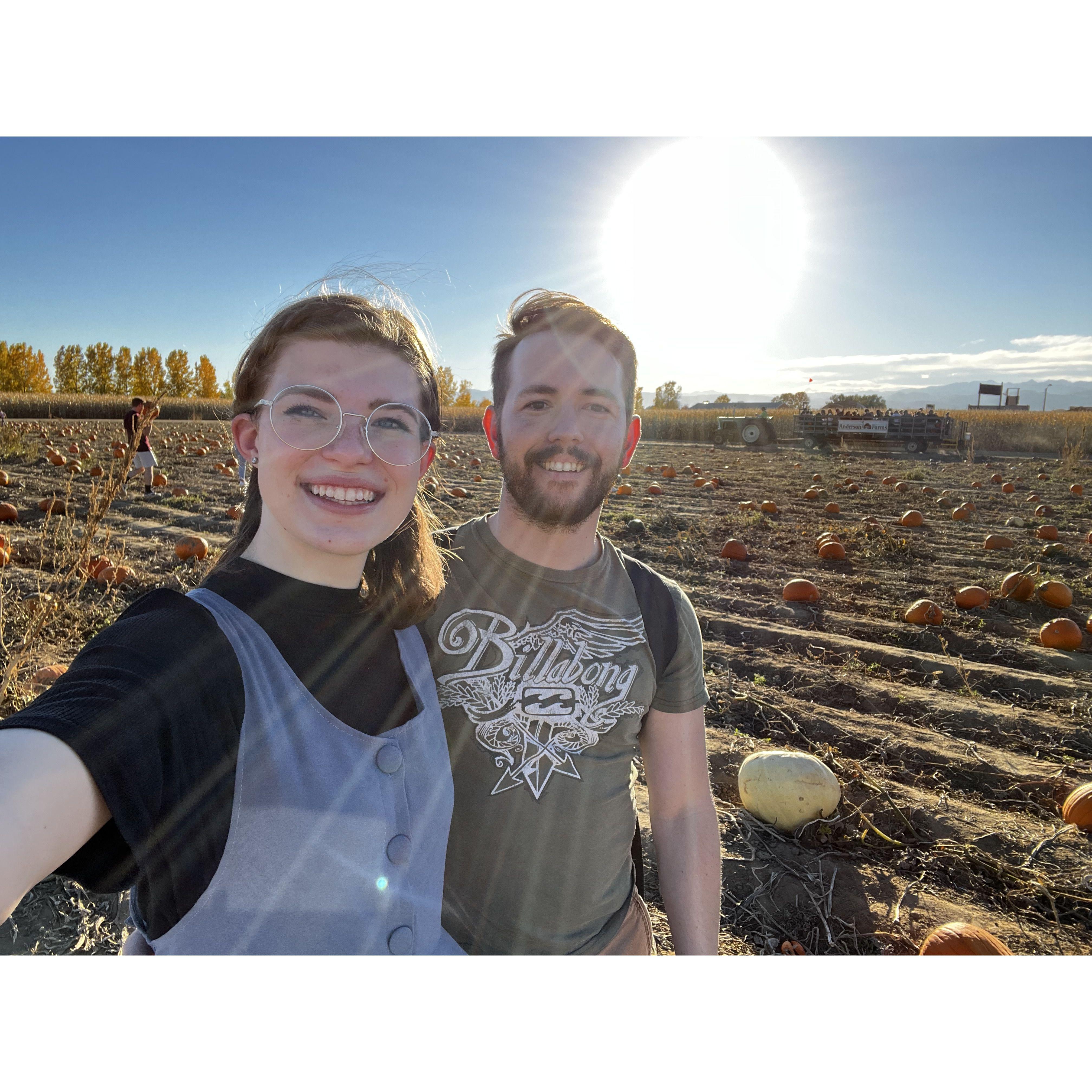 Us at a pumpkin patch.