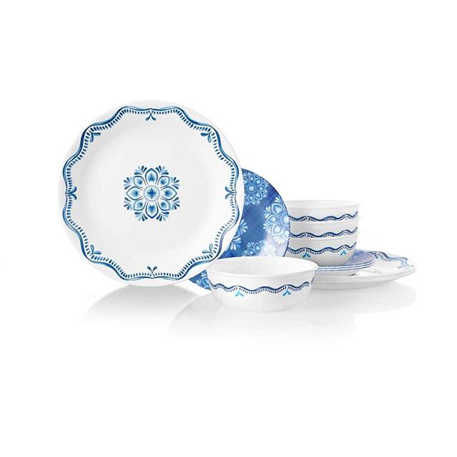 Corelle Service for 6 Chip Resistant Dinnerware Set, 18-Piece, Lisbon Terrace
