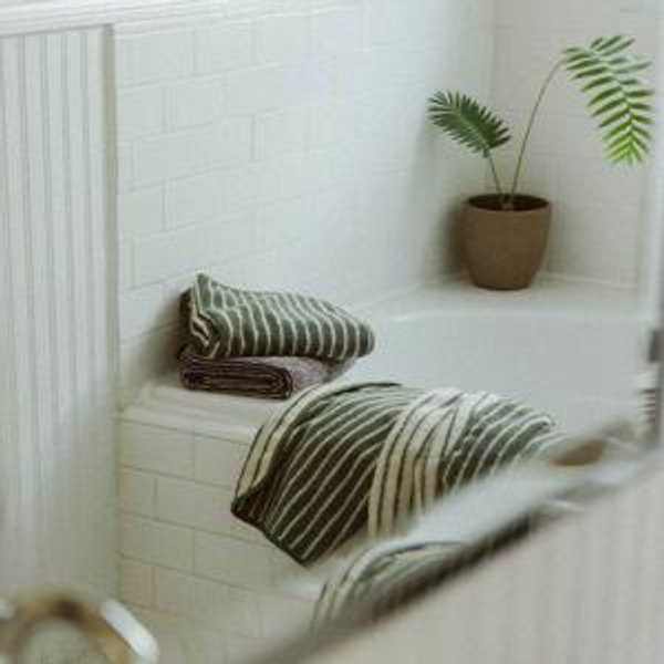 Striped Terry Hand Towel - Green