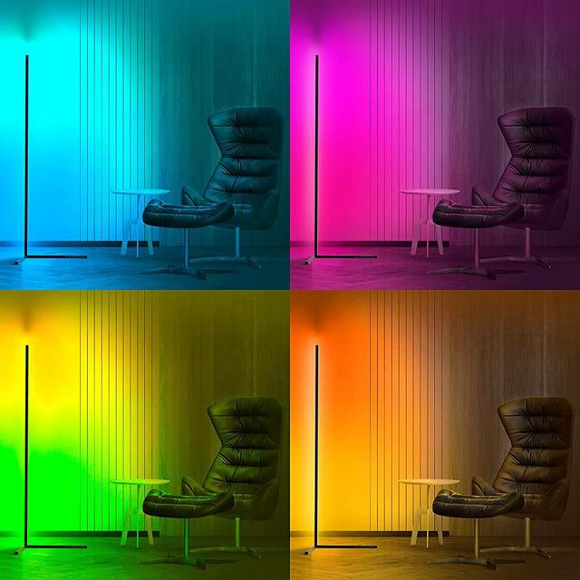 BERMOODA RGB Floor Lamp - Single or Multi-Color Modes with White Light - Modern Floor Lamp with Remote - RGB Lamp Corner Floor Lamp - Corner Lamp for Corner Light - RGB LED Lamp (Black)
