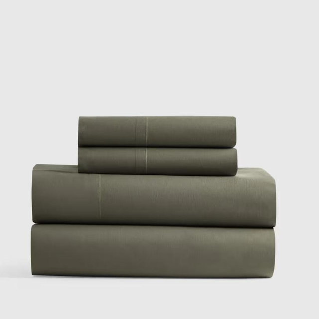 Classic Organic Percale Sheet Set - King Dusty Olive
